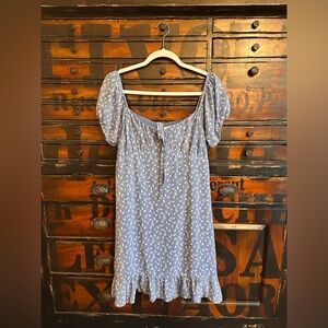She + Sky Blue Leaf Print Mini Dress